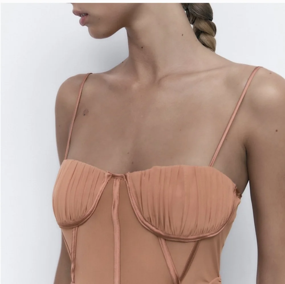 NWT WOMEN'S ZARA CORSET RUCHED MINI DRESS SZ MEDIUM $70 - Picture 5 of 5